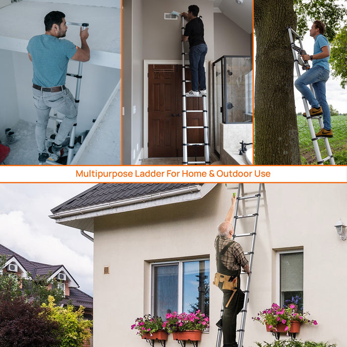 Corvids 3.8m (12.5 feet) Portable & Compact Aluminium Telescopic Ladder