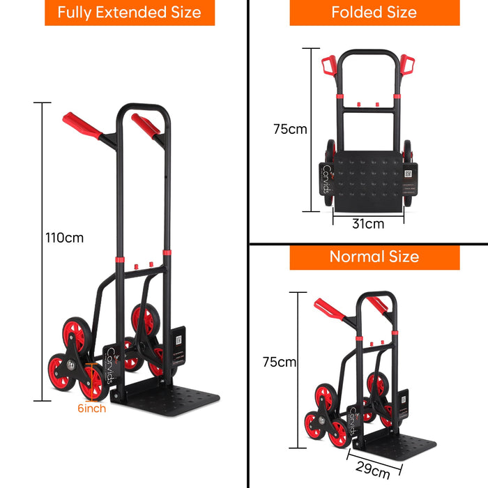Corvids 150 Kg Stairs Climbing Steel Hand Truck with 2-Year Warranty