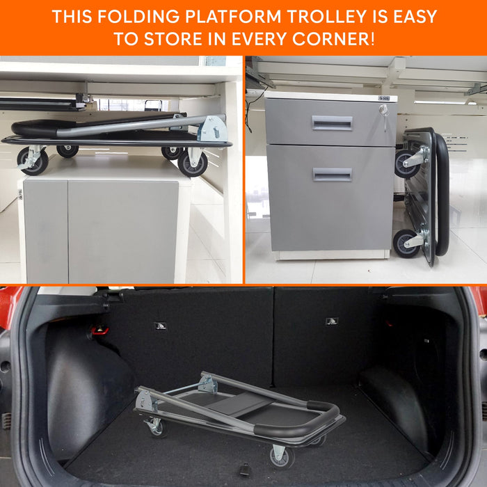 Corvids 150 Kg Portable Folding Metal Hand Platform Trolley with 2-Year Warranty